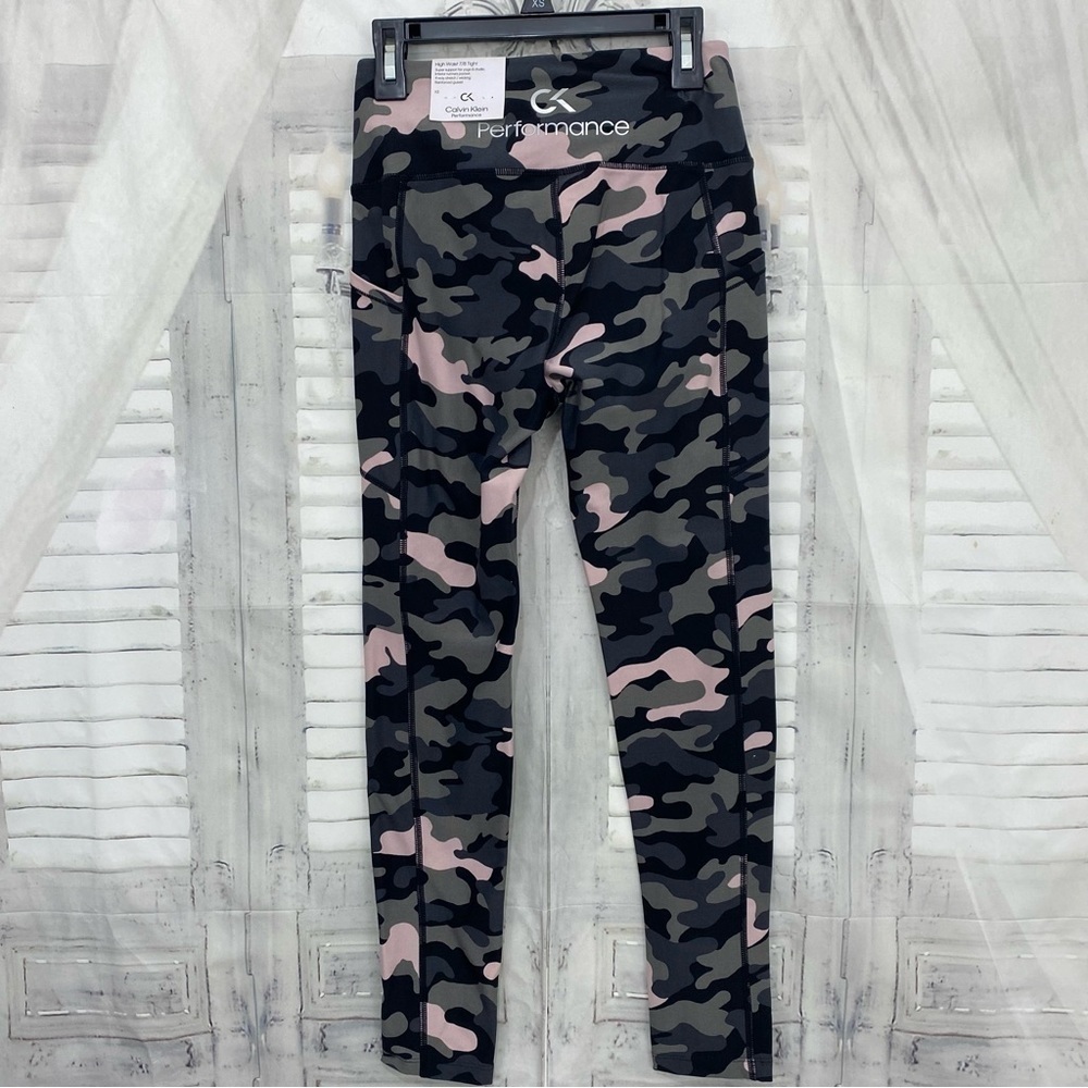 Calvin Klein Performance Leggings Size XS Camouflage Green High Waisted Tight - Picture 7 of 9